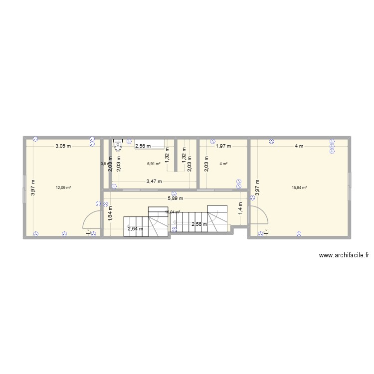 New deuxième étage. Plan de 6 pièces et 49 m2