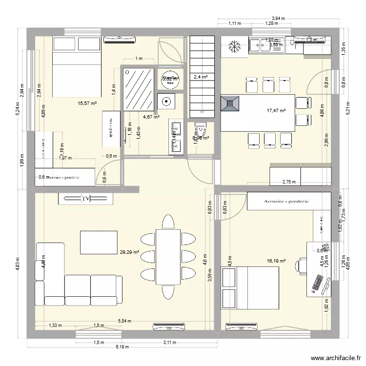 SOUS SOL. Plan de 8  et 87 m²
