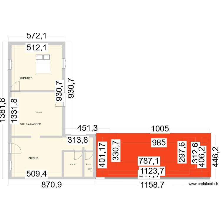 NICOLE. Plan de 3 pièces et 80 m2