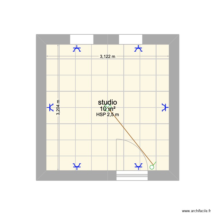 ANAIS. Plan de 1 pièce et 10 m2