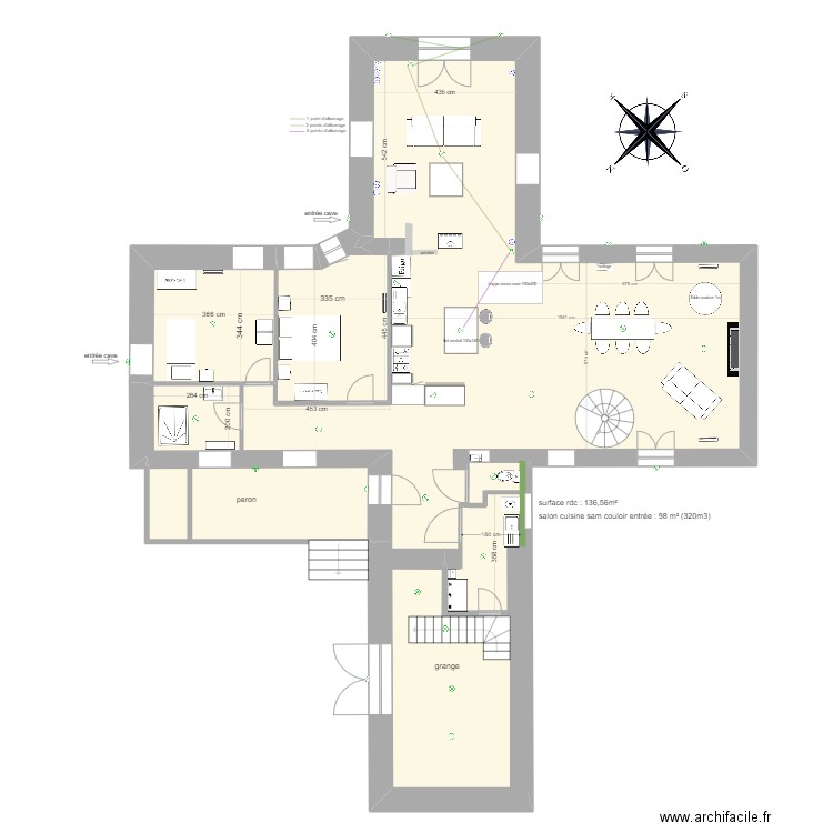 branceilles élec. Plan de 4 pièces et 181 m2