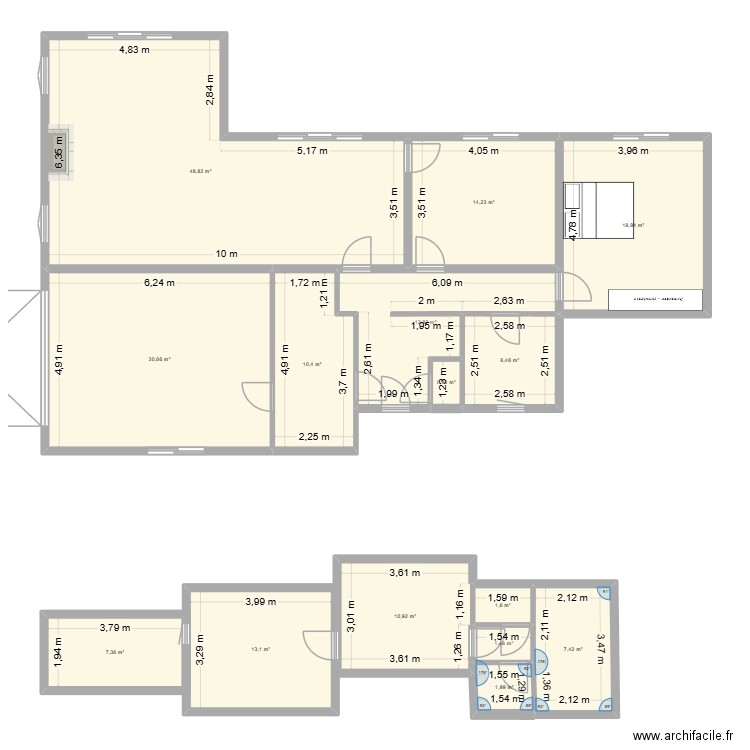 Bois des Sartis. Plan de 15 pièces et 187 m2
