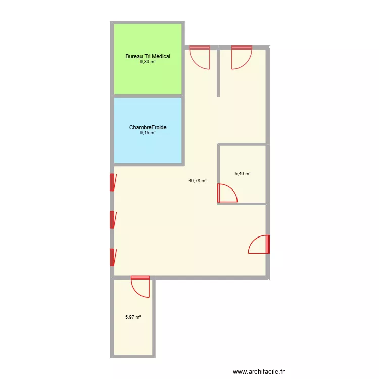 Plan Pharmacie - Avant. Plan de 5  et 77 m²
