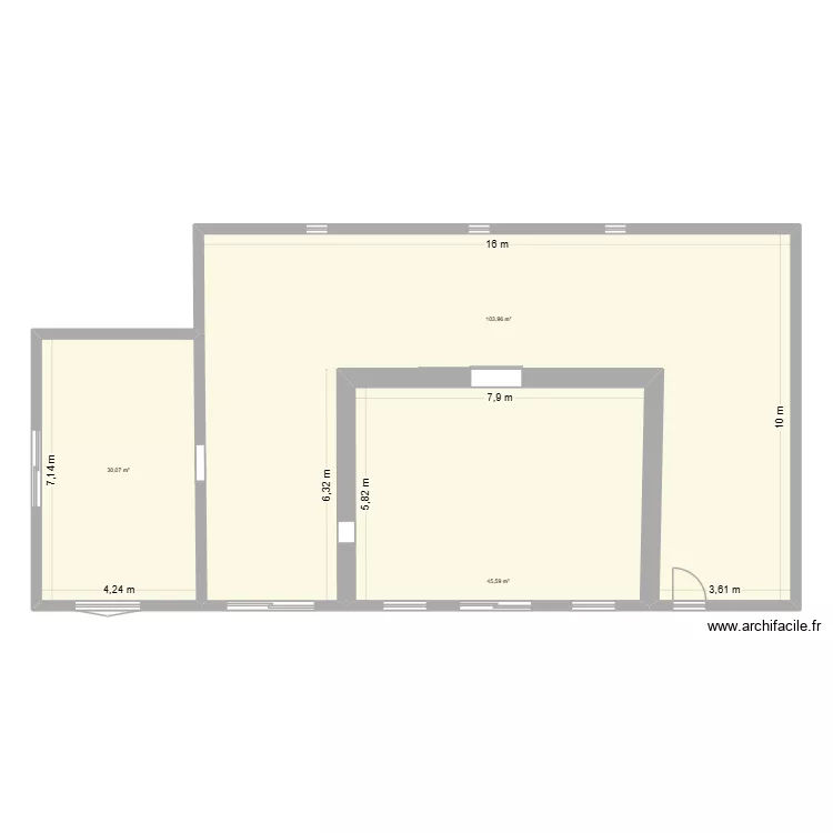 RDC maison. Plan de 3 pièces et 180 m²