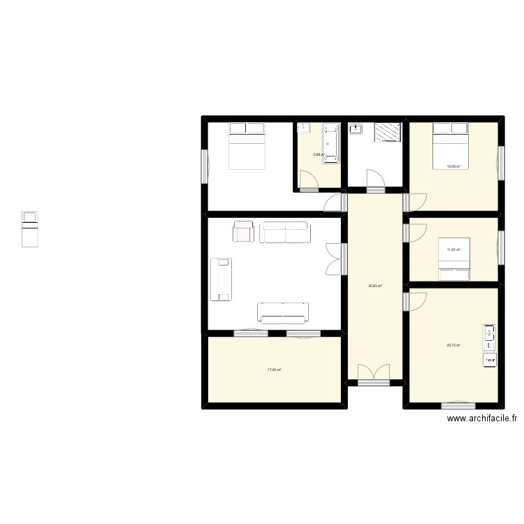 KOY 3. Plan de 6 pièces et 93 m2