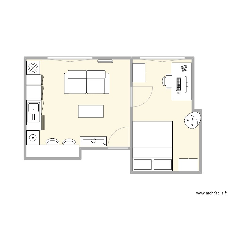 MARIUS DSG. Plan de 2 pièces et 27 m2