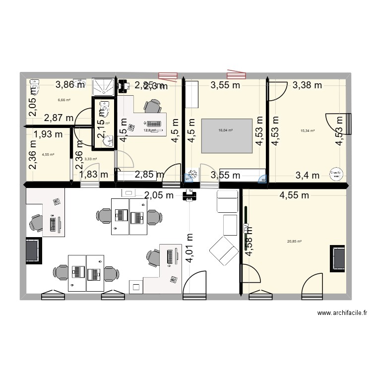 Maison Gradignan V2. Plan de 8 pièces et 81 m2