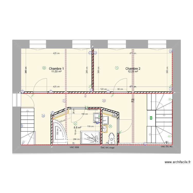 République étage distribution électricité 2024.02.13. Plan de 8 pièces et 101 m2