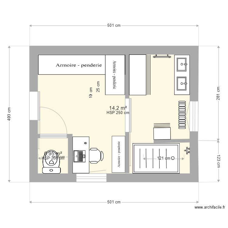 EXTENTION CHAMBRE PM 22 01 2025 2. Plan de 2 pièces et 15 m2
