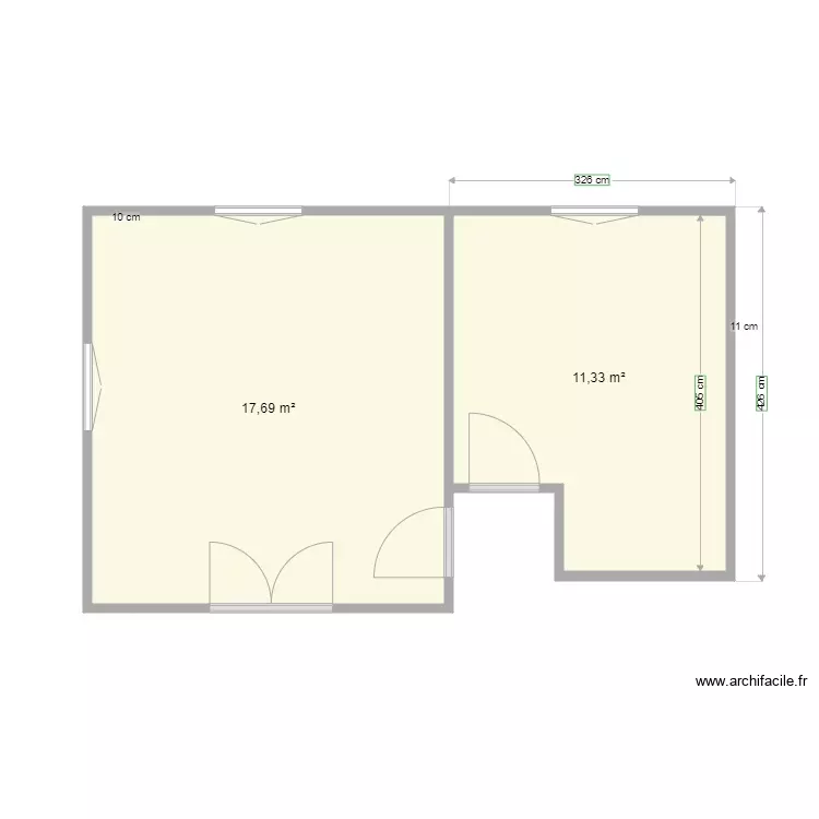 Salle fitness LVC2. Plan de 2 Pièces et 29 m²