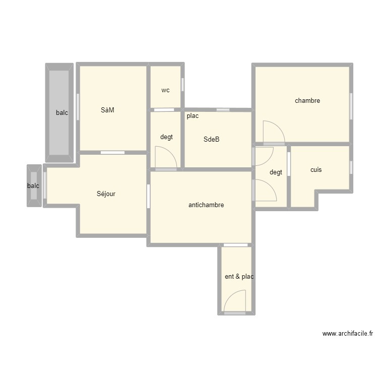 Jagetic. Plan de 12 pièces et 59 m2