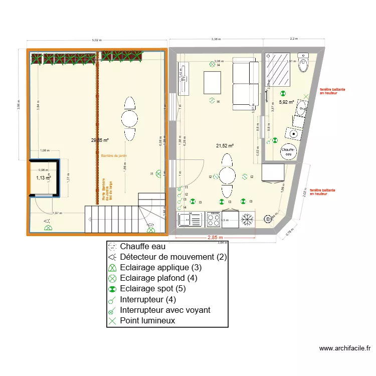 Thuillat 26 Studio RDC Projet Eclair V0. Plan de 