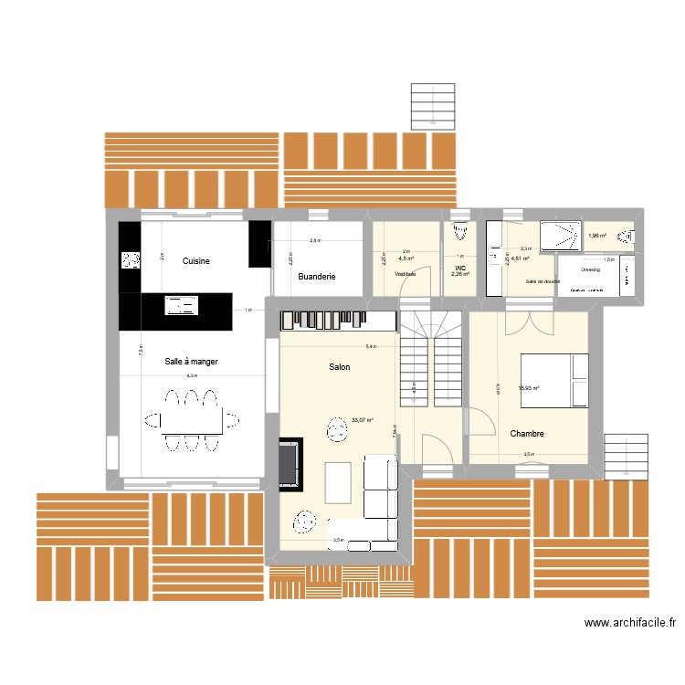 Linkin V4. Plan de 6 pièces et 62 m2