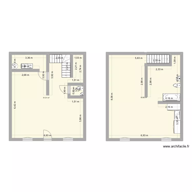 Atelier ABB&Eacute; BECQUET 110 m2. Plan de 3 pièces et 107 m²