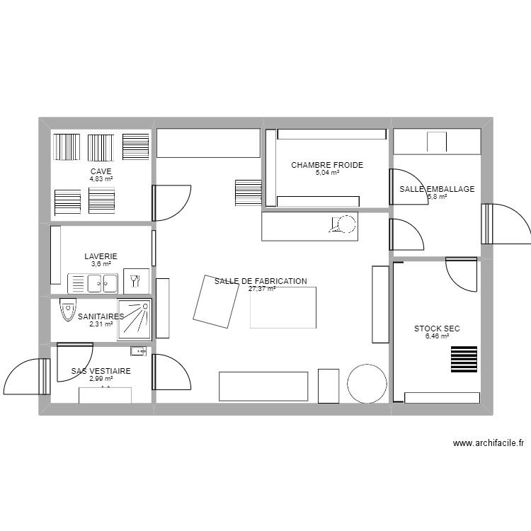 plan al 2. Plan de 8 pièces et 58 m2