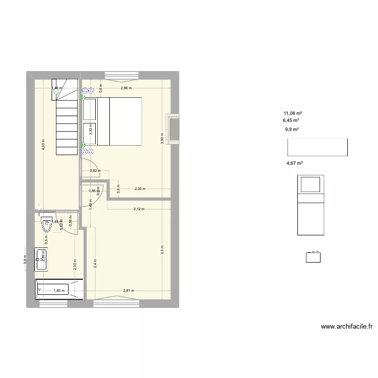 cloison étage 1. Plan de 4 et 32 m² cloison étage 1. Plan de 4 et 32 m²
