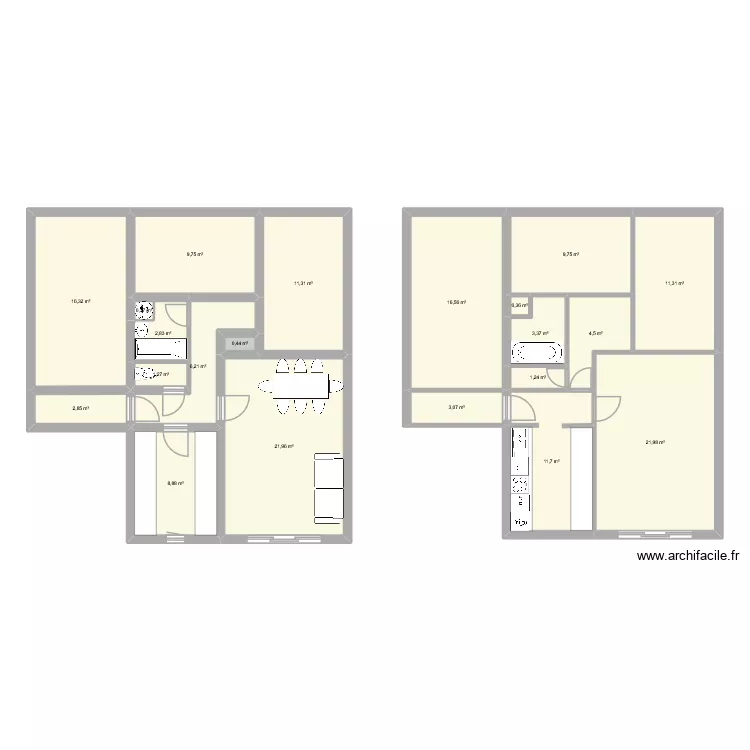 aigre 69.92. Plan de 21  et 166 m²