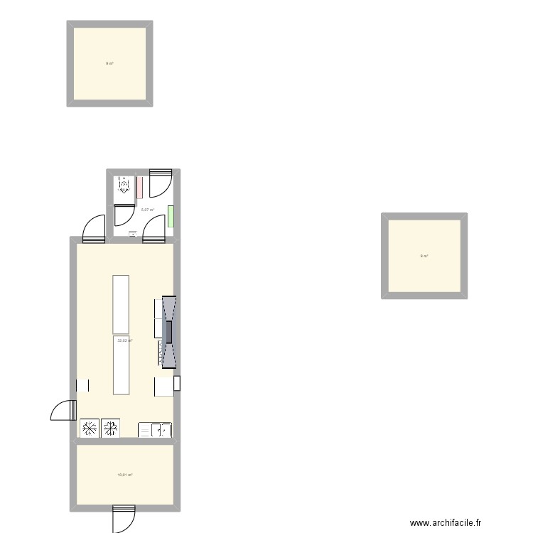 Plan JG 3. Plan de 6 pièces et 66 m2