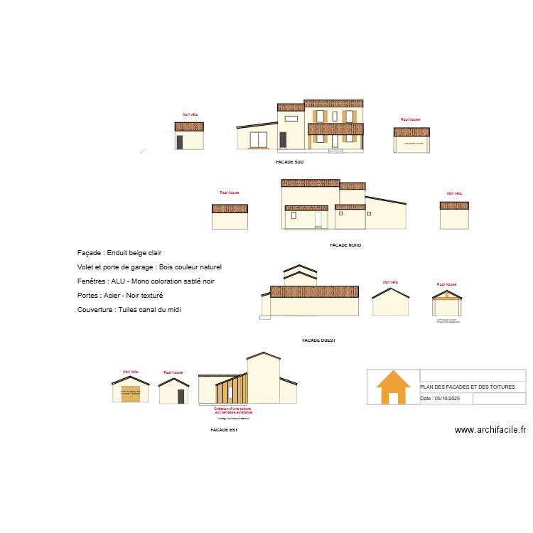 Plan façade permis. Plan de 0 pièce et 0 m2