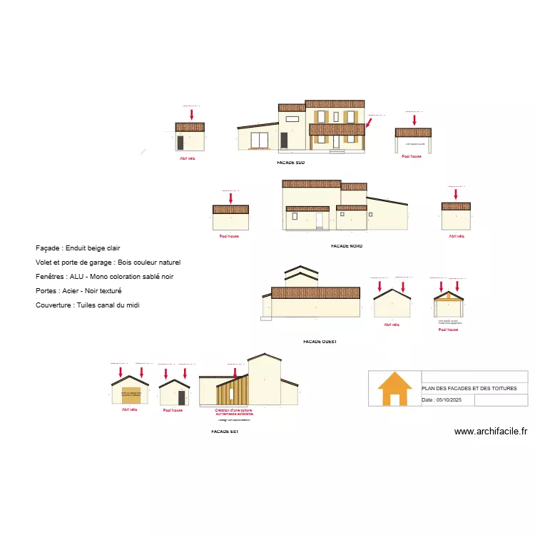 Plan fa&ccedil;ade permis. Plan de 