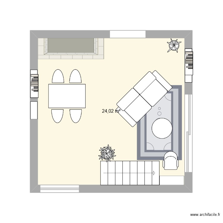 salon 3. Plan de 1 pièce et 24 m2