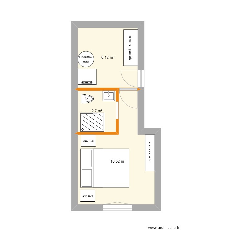 garage Megève. Plan de 3 pièces et 19 m2