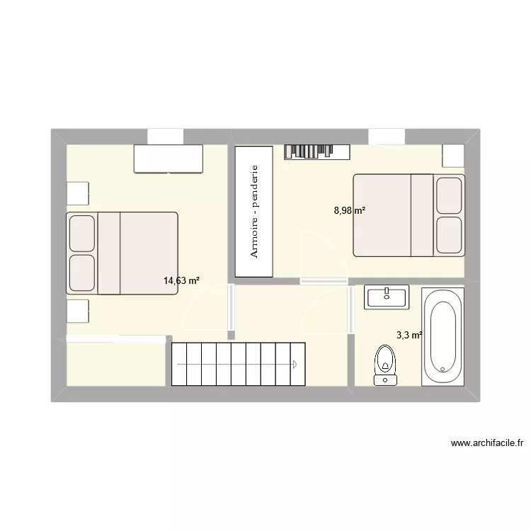 F103 etage. Plan de 3 et 27 m² F103 etage. Plan de 3 et 27 m²