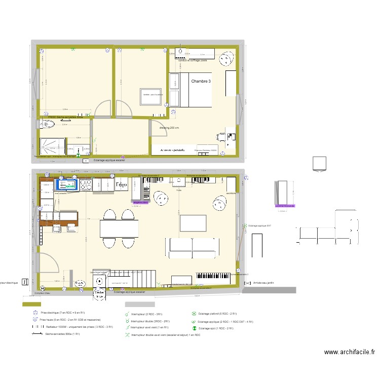 PLANS cuisine évier mur nord. Plan de 8 pièces et 189 m2