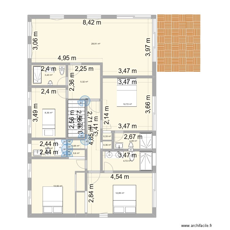 COTONOU. Plan de 16 pièces et 105 m2