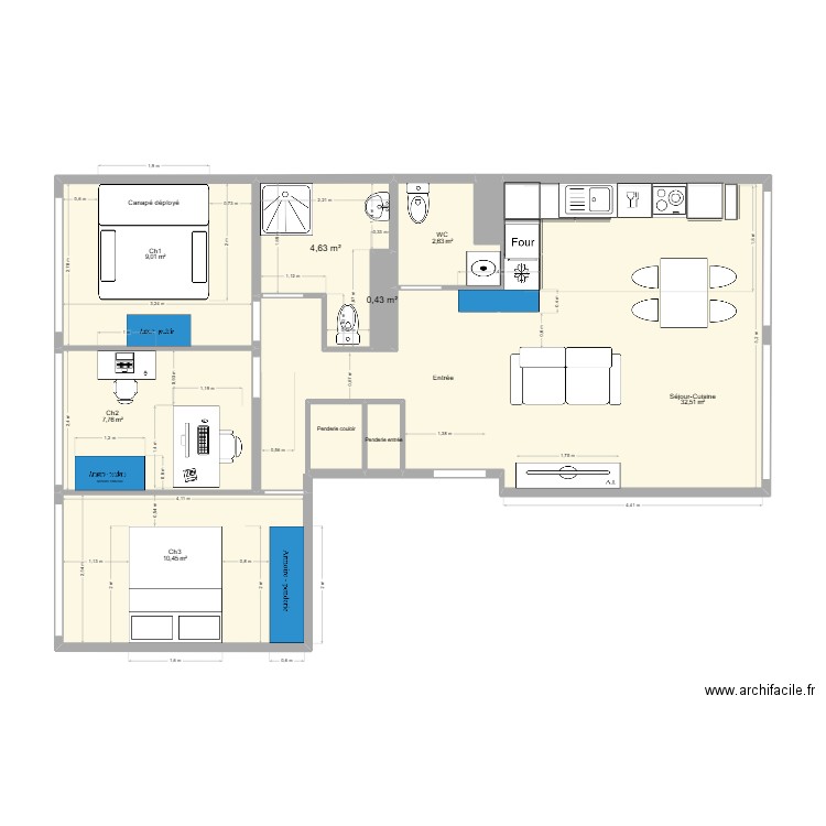 Will à MLF aménagement - V4. Plan de 10 pièces et 70 m2