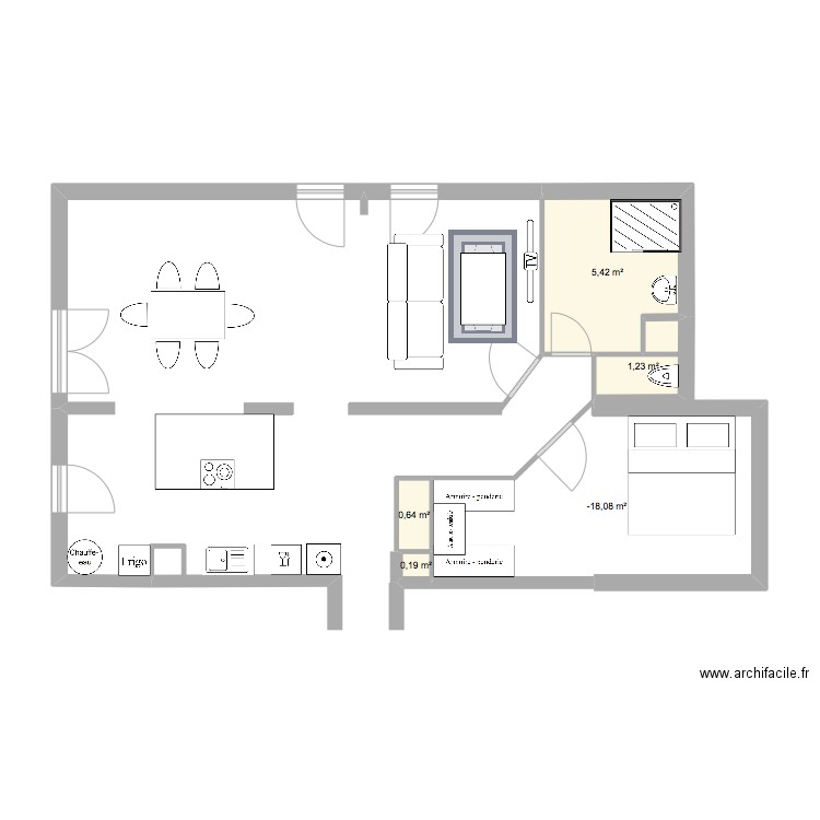 plan appart. Plan de 5 pièces et 20 m2