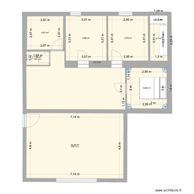 extension. Plan de 8 pièces et 147 m2