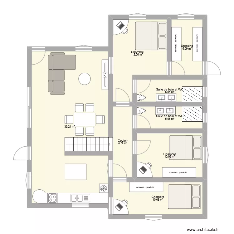 Maison en T lapalun. Plan de 8 et 92 m² Maison en T lapalun. Plan de 8 et 92 m²