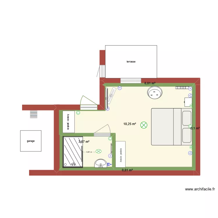 extention 1. Plan de 5 Pièces et 22 m²