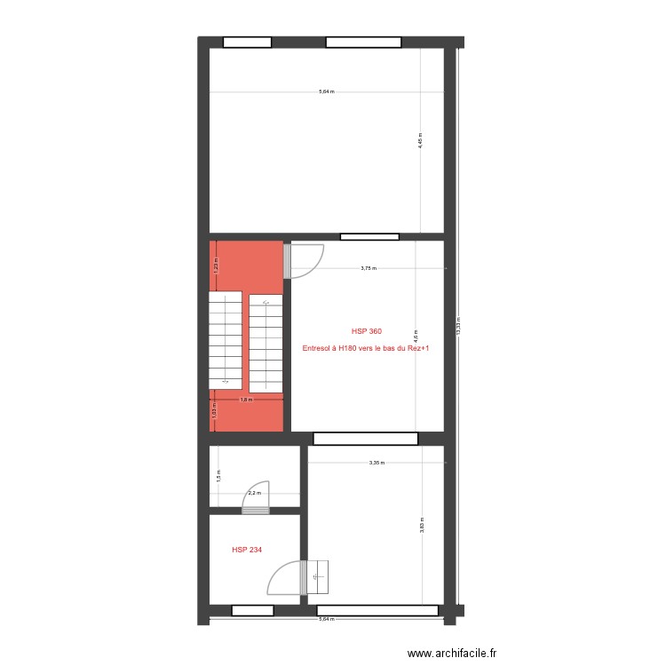 Mélèzes 82 Rez+1 Existant. Plan de 6 pièces et 71 m2