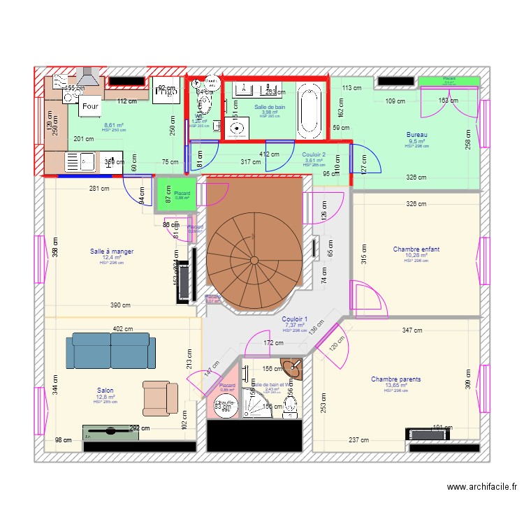 Appart 117 projet 2. Plan de 23 pièces et 99 m2