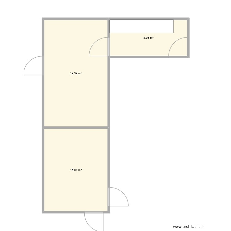 labo. Plan de 3 pièces et 42 m2