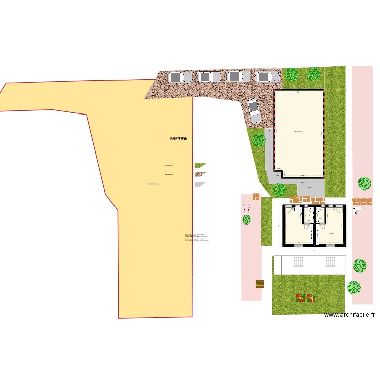 Studios. Plan de 5 pièces et 130 m2