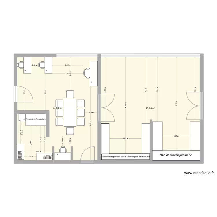 Atelier espaces verts. Plan de 2  et 78 m²