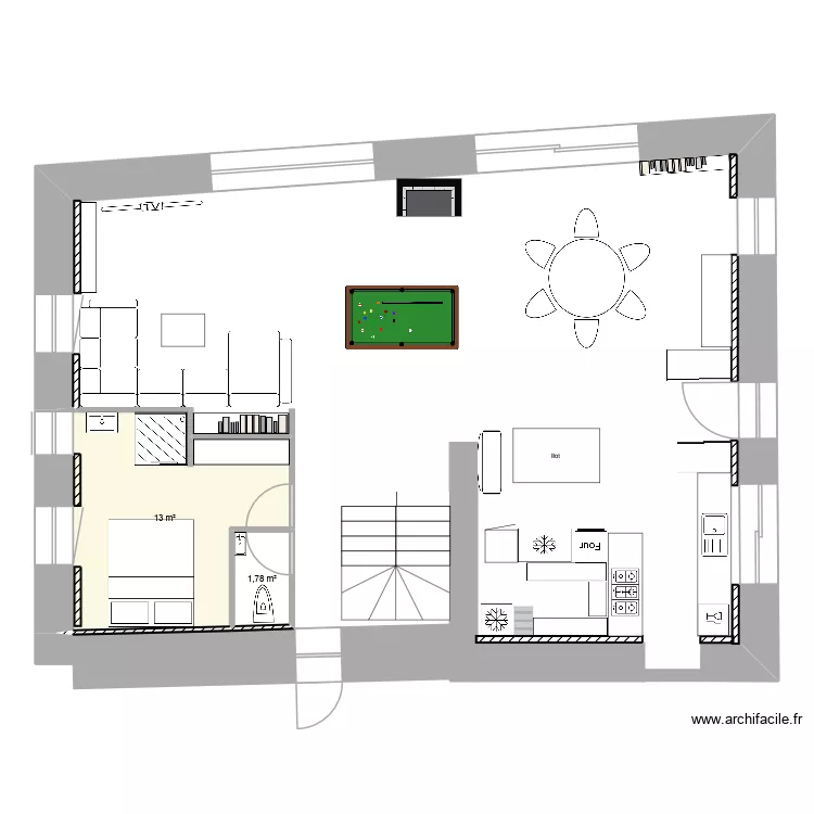 meymans R1 am&eacute;nag&eacute; 1. Plan de 2  et 15 m²