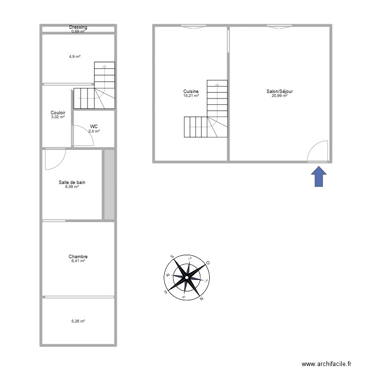 Appartement Gouriou. Plan de 11 pièces et 71 m2