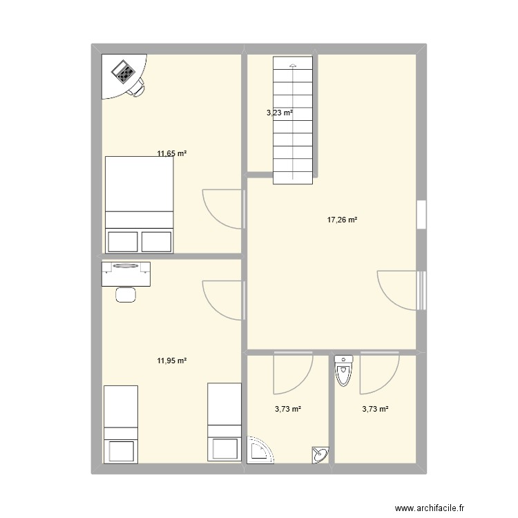 maison. Plan de 6 pièces et 52 m2