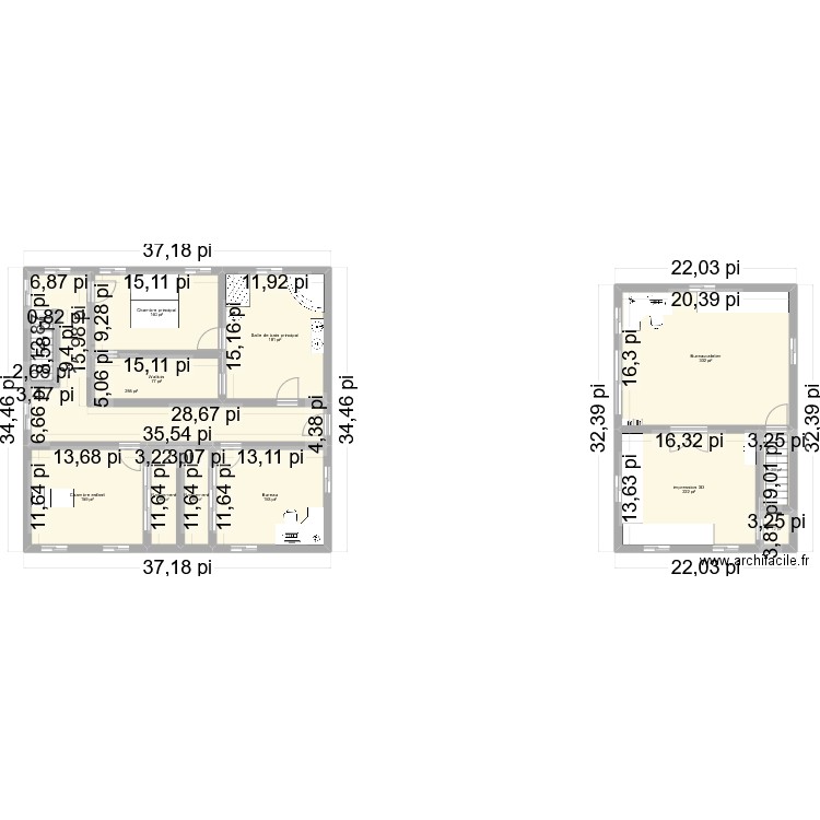 Plan maison 2 eme etage. Plan de 12 pièces et 152 m2