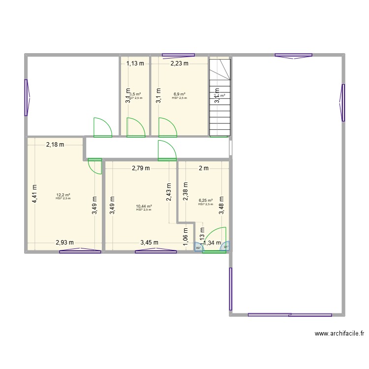 Chaucenne v2. Plan de 6 pièces et 42 m2