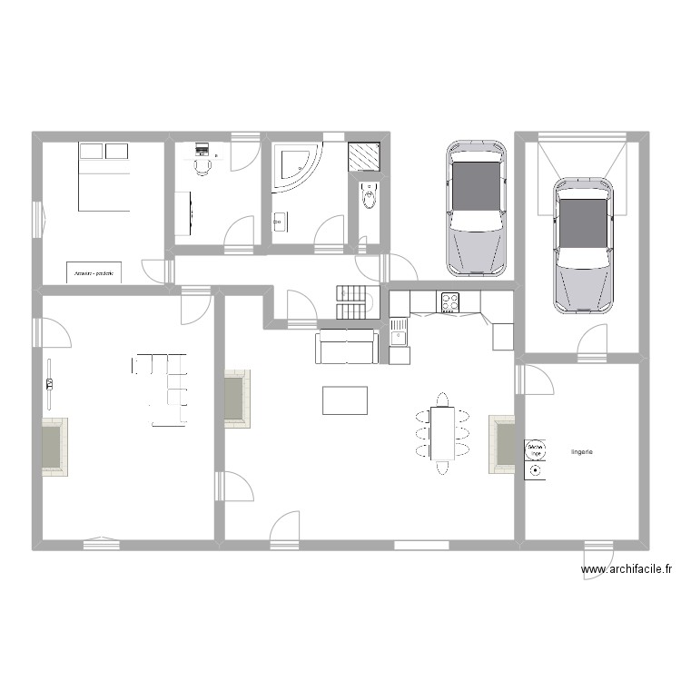 ROUSSEAU. Plan de 7 pièces et 148 m2
