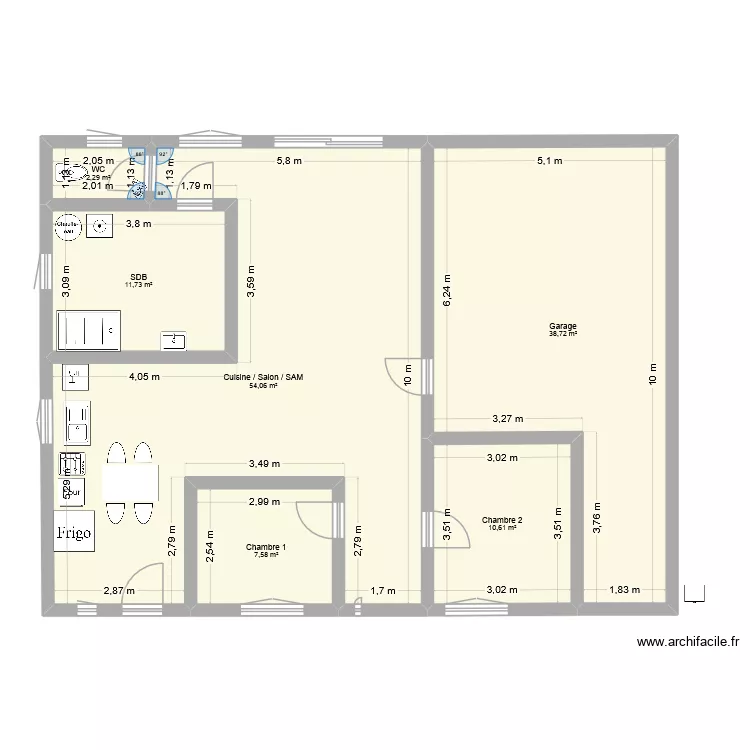 id&eacute;e 1 generale. Plan de 6  et 125 m²
