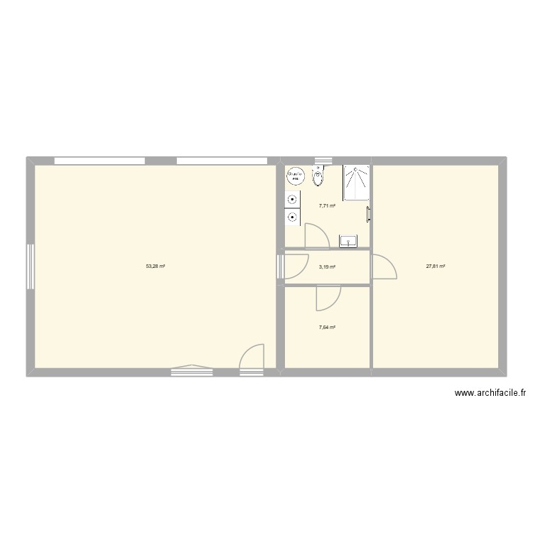 POOL HOUSE LES AUXONS. Plan de 5 pièces et 100 m2