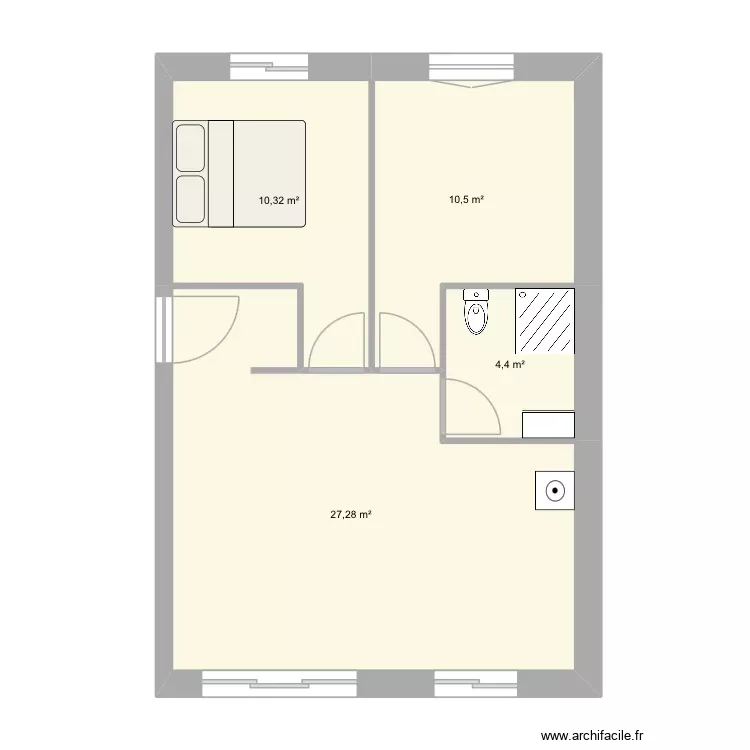 Appart nico 2. Plan de 4 Pièces et 53 m²