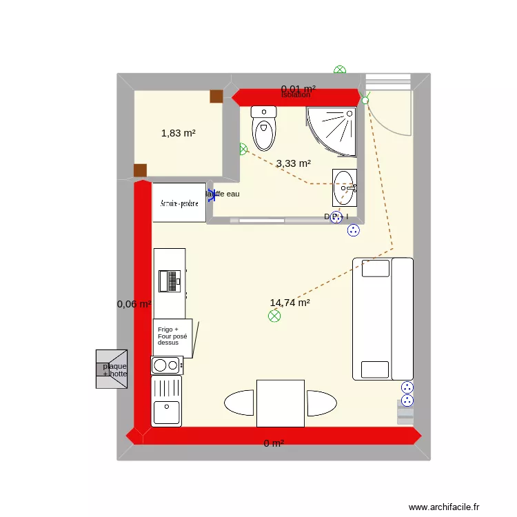 cahorel appart 1. Plan de 6  et 20 m²