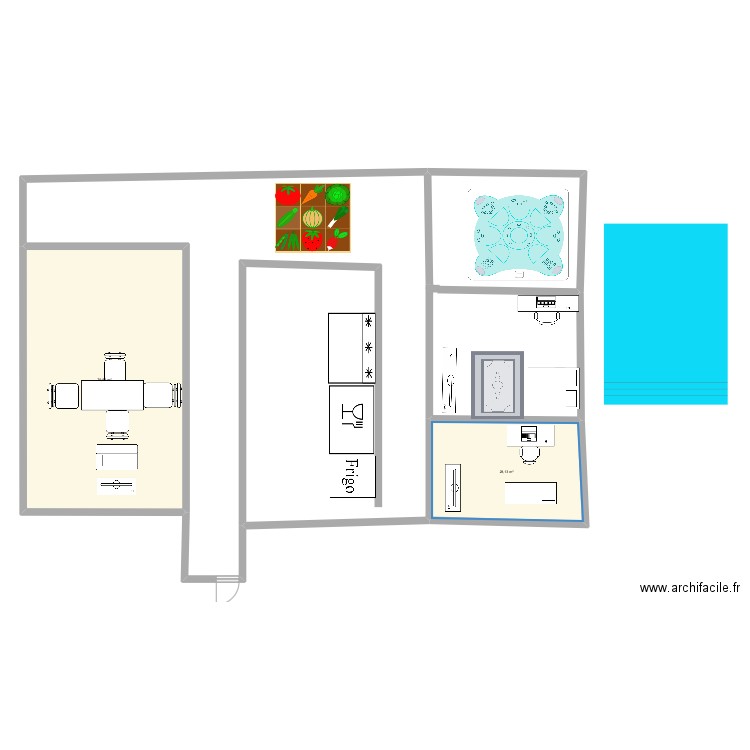 Santi ok. Plan de 2 pièces et 108 m2